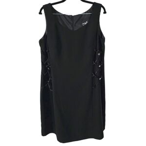 Vintage Algo Black Ribbon Lattice & Rhinestones‎ Cocktail Dress